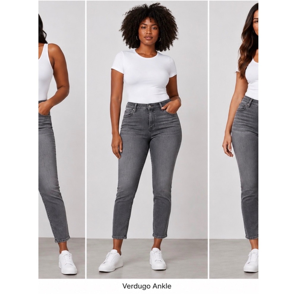 PAIGE Verdugo Ankle Skinny Jeans Grey Sea Salt Frayed Hem Size 32